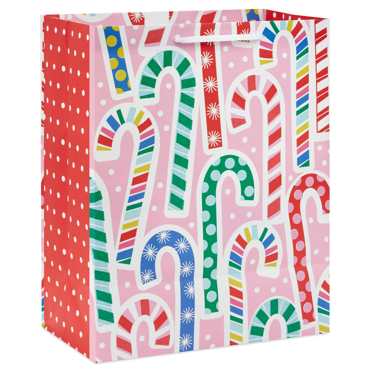 13 Colorful Candy Canes on Pink Large Christmas Gift Bag Gift Bags Hallmark