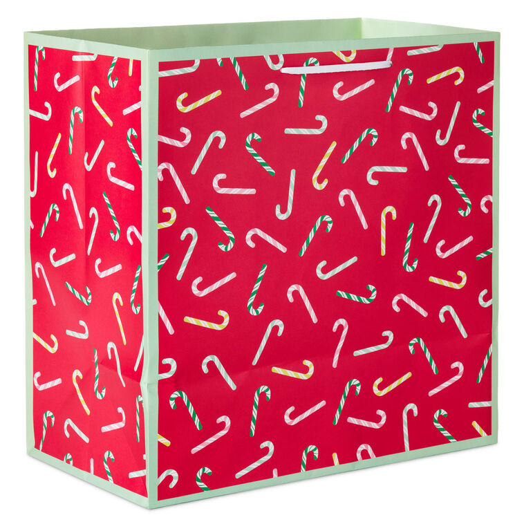 Candy Canes on Red Extra-Deep Christmas Gift Bag Back image number 6