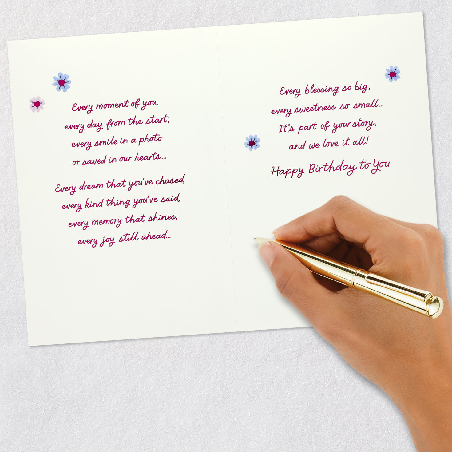 Bows and Flowers Birthday Card for Daughter signing card image number 7