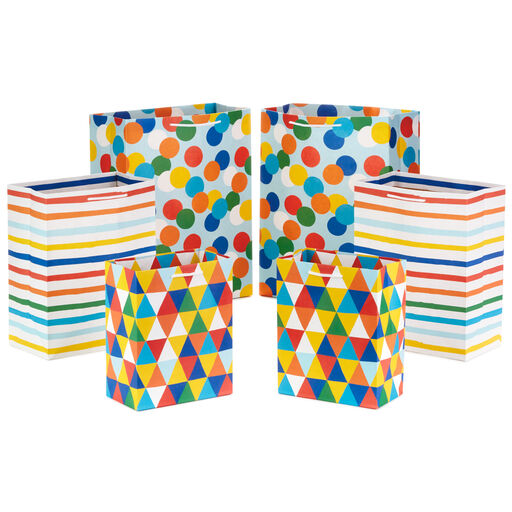 Bright Patterns Assorted Sizes 6-Pack Gift Bags, 