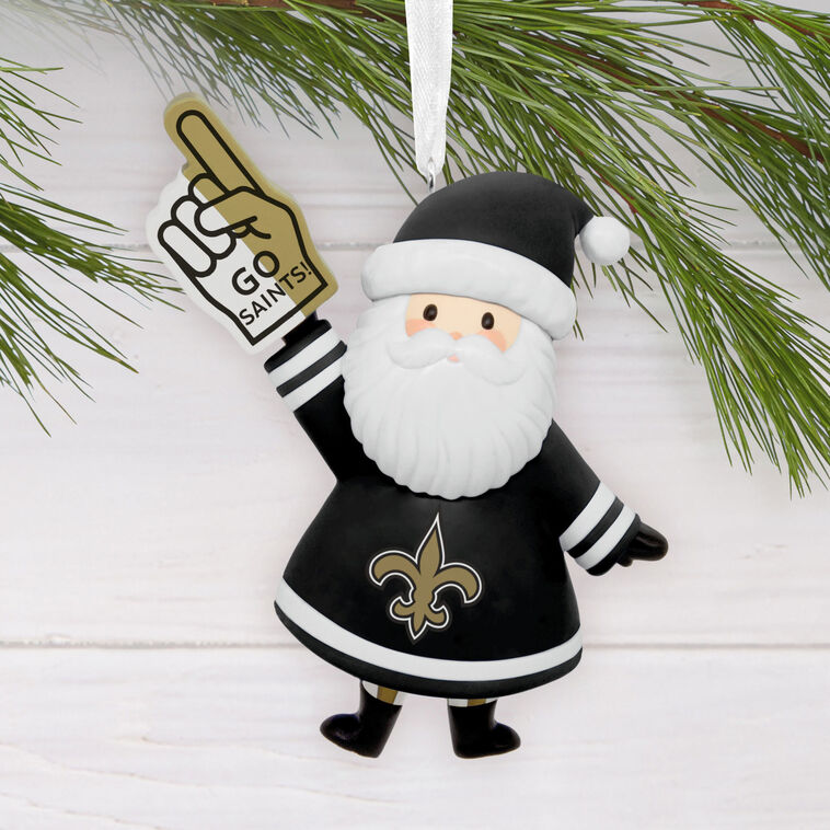 New Orleans Saints Santa Fan Christmas Ornament hanging on tree image number 2