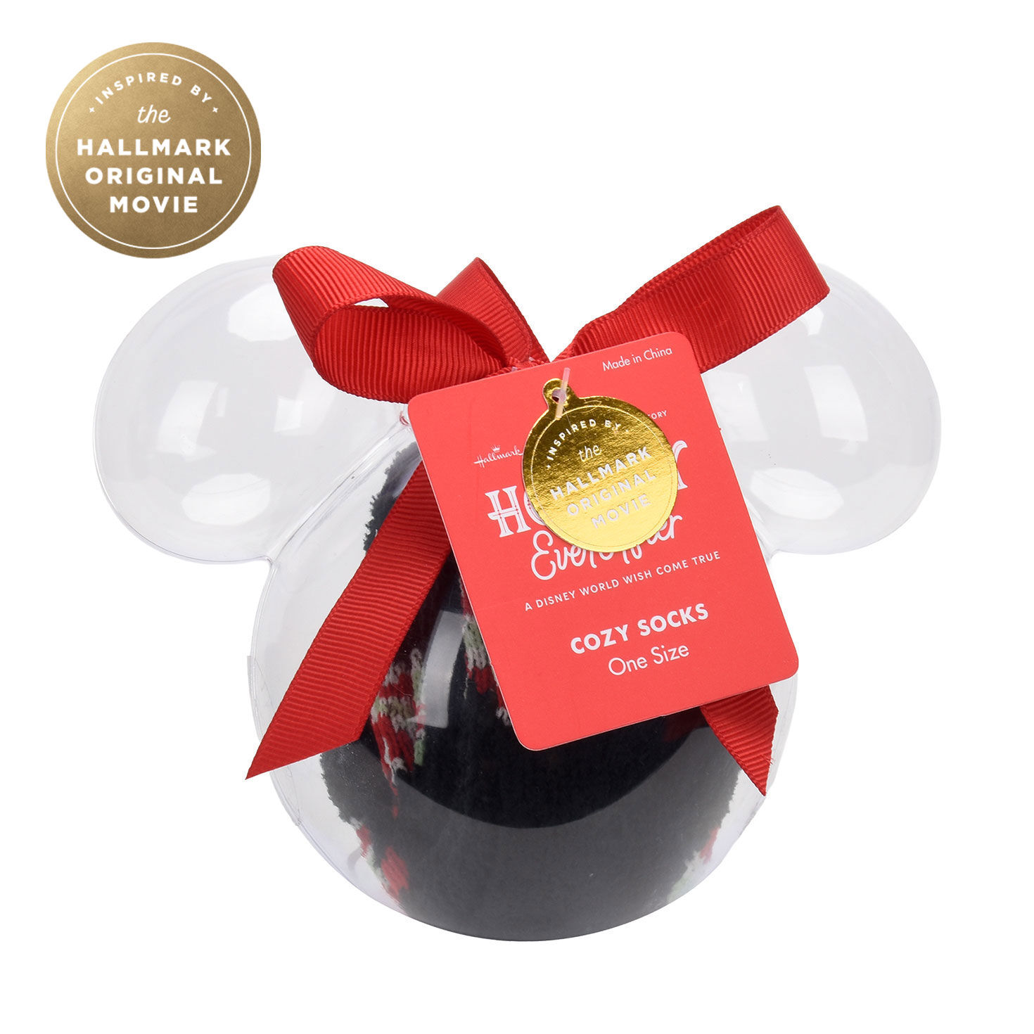 Black Socks With Peppermint Mickey Ears front image number 1