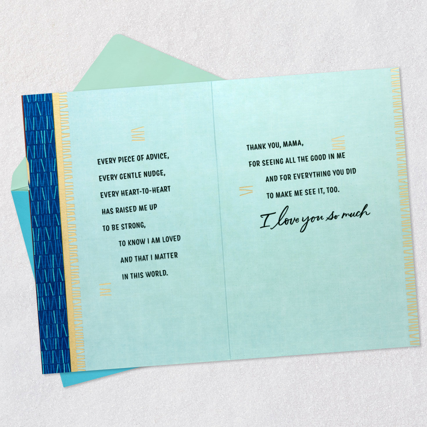 Tropical Leaves Mama Mother's Day Card From Son Open card with envelope image number 4