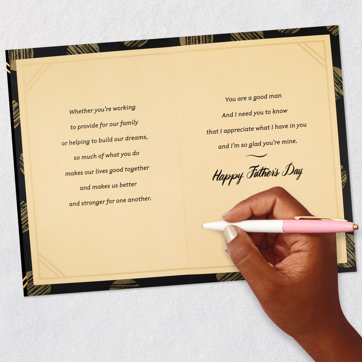 Gold Lettering on Black Romantic Father's Day Card Signing card image number 7