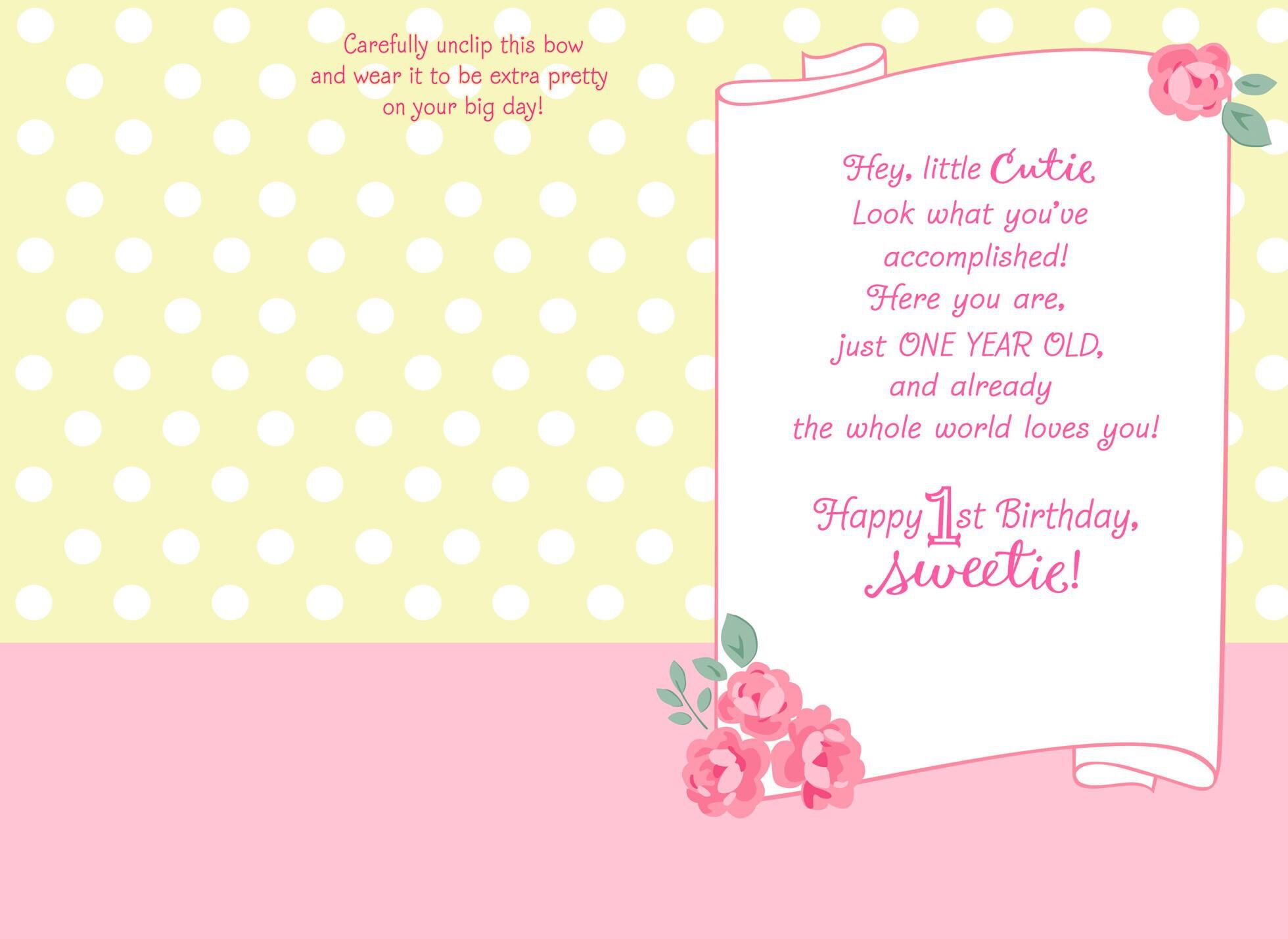 Aristocats 1st Birthday Card With Wearable Hair Bow