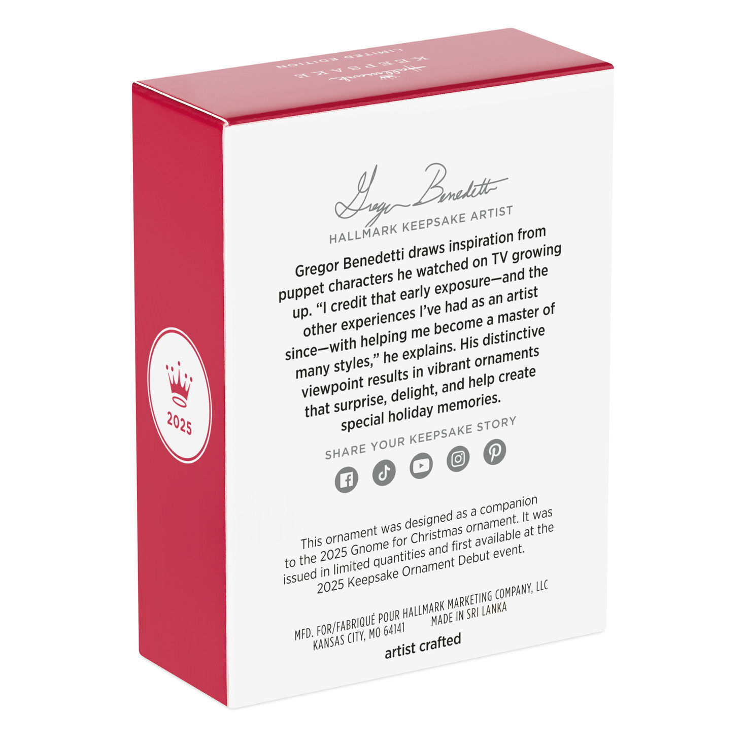 Girl Gnome in Red White Wreath Keepsake Ornament Packaging Back image number 8