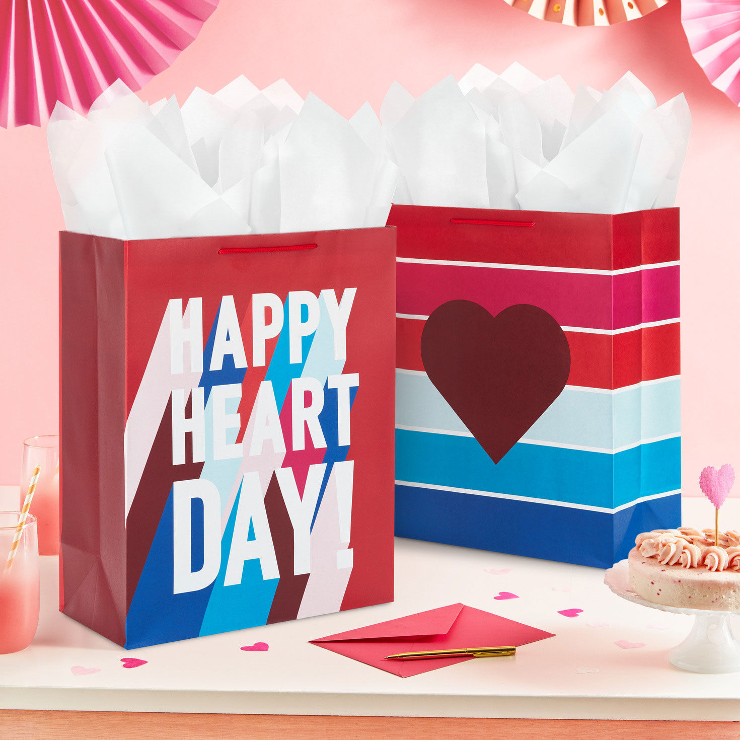 15.5" Happy Heart Day 2-Pack Assorted Extra-Large Gift Bags, , large image number 2