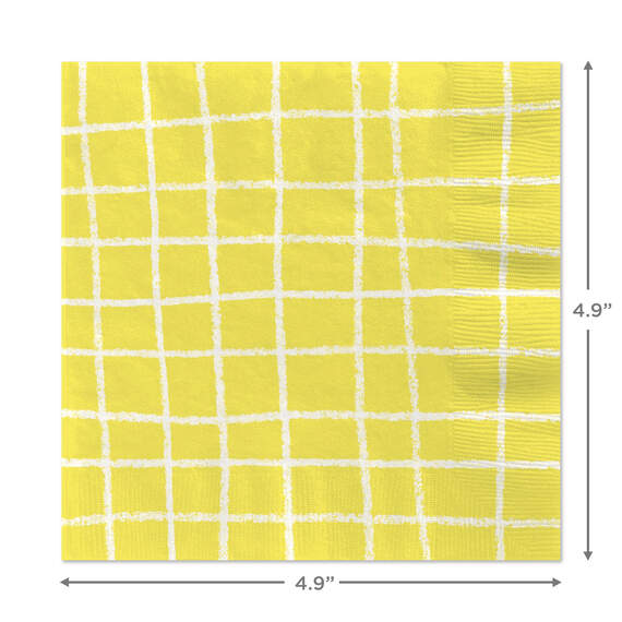 Yellow Grid Cocktail Napkins, Set of 16, , large image number 3