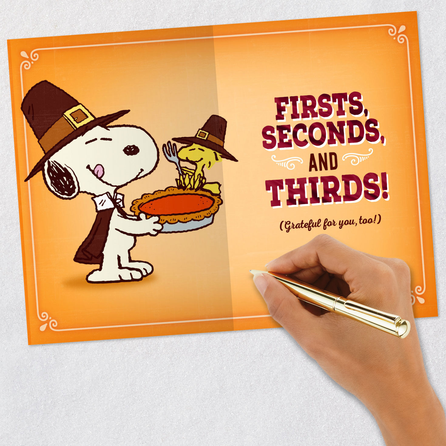 Peanuts® Snoopy and Woodstock Counting Our Blessings Funny Thanksgiving Card for only USD 2.99 | Hallmark