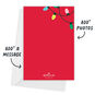 String Lights on Red Personalized Christmas Photo Card Card back with Envelope indicating personalization image number 3
