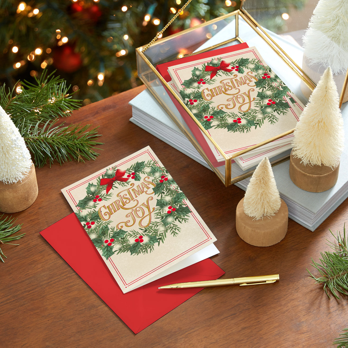 DaySpring Wreath Christian Christmas Card Pack in use image number 7