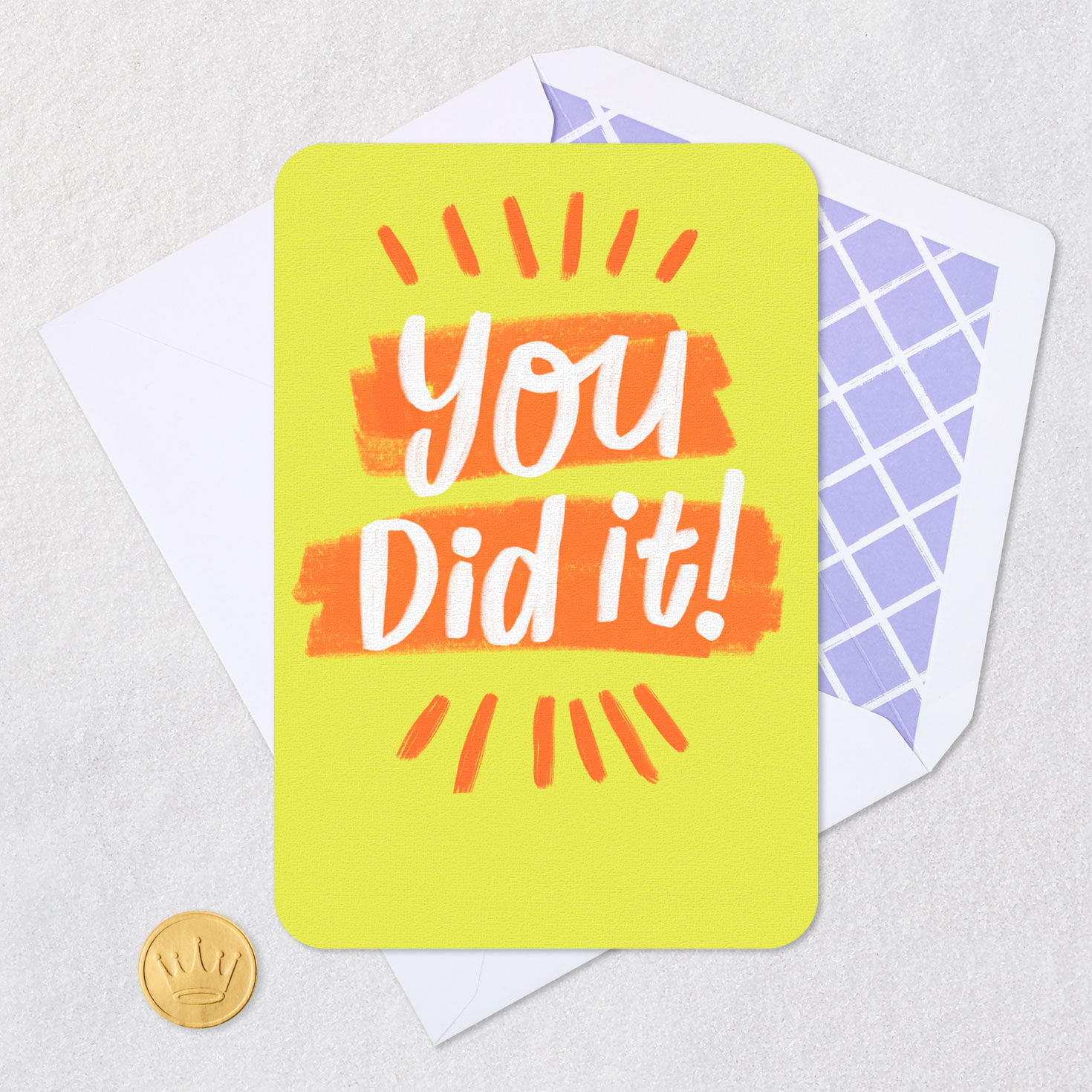 You Did It Orange and Yellow Congratulations Card Card Front with Envelope and Gold Seal image number 5