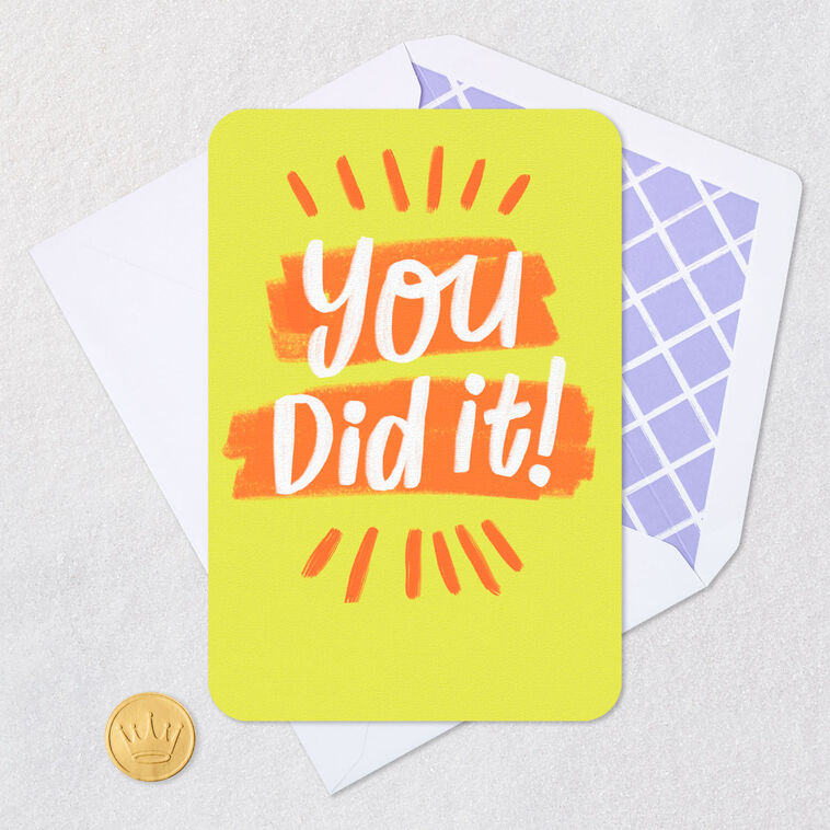 You Did It Orange and Yellow Congratulations Card Card Front with Envelope and Gold Seal image number 5