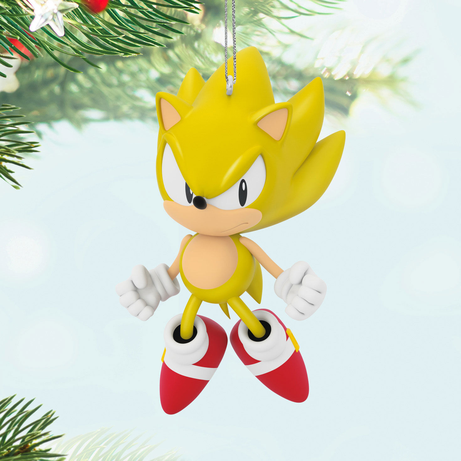 Sonic the Hedgehog Super Sonic Keepsake Ornament hanging on tree image number 2