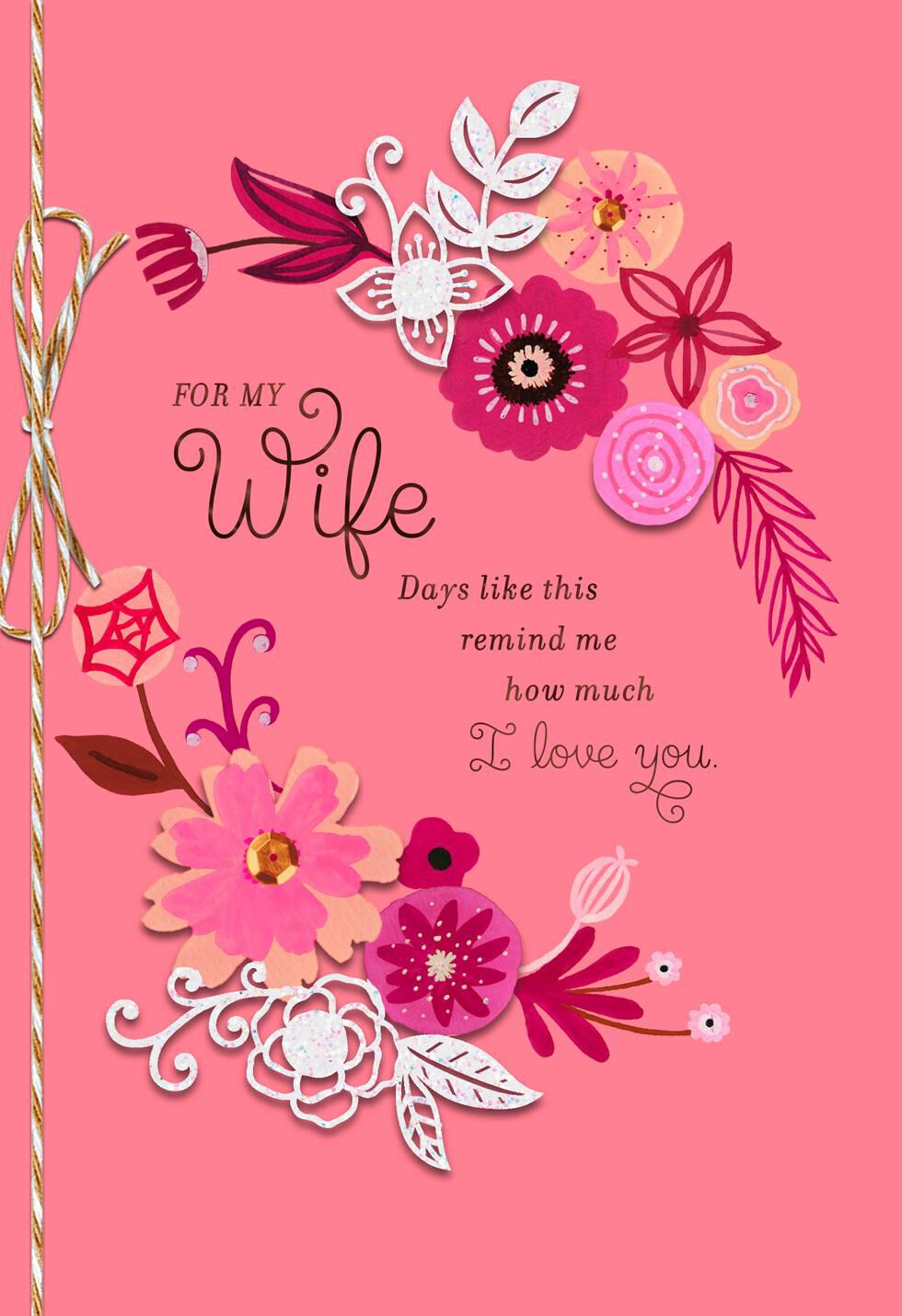 Layered Floral Valentine's Day Card for Wife