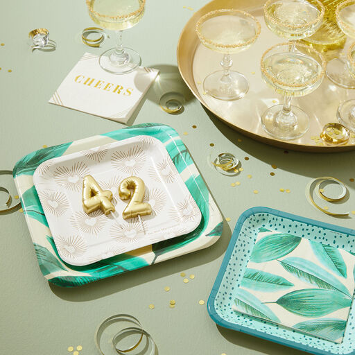 Palm Leaves Print Cocktail Napkins, Set of 16, 