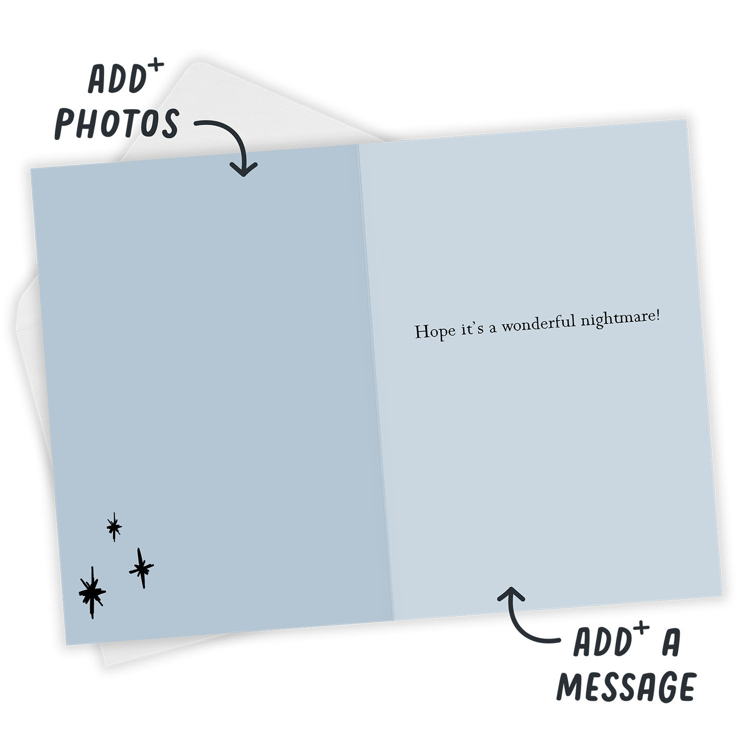 Jack Skellington Faces Personalized Birthday Card Open Card with Envelope indicating personalization image number 3