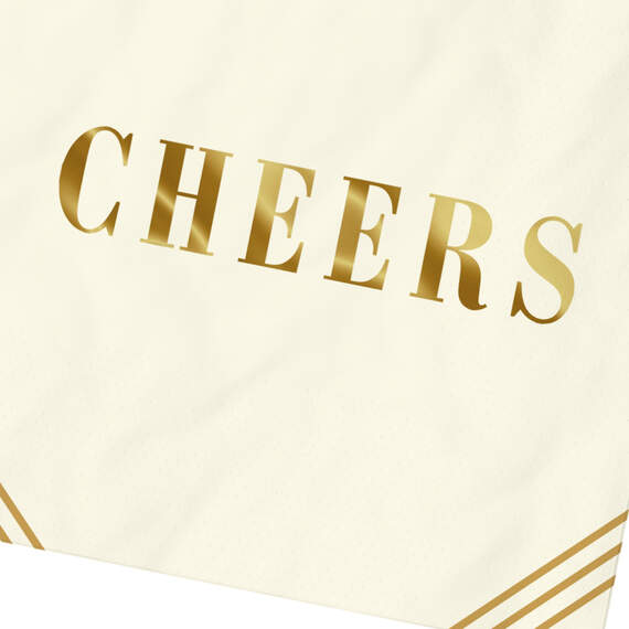 Ivory and Gold "Cheers" Cocktail Napkins, Set of 16, , large image number 4