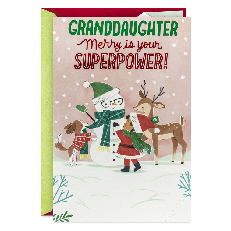 Merry Is Your Superpower Pop-Up Christmas Card for Granddaughter