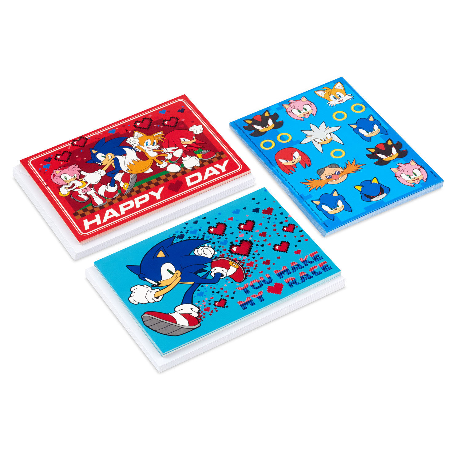 Sonic the Hedgehog Fun-Filled Kids Assorted Valentines With Sticker Sheets, Pack of 24