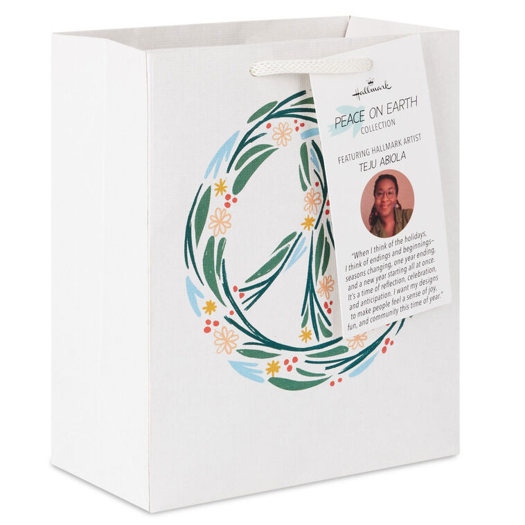 6.5" Botanical Peace Symbol Small Holiday Gift Bag