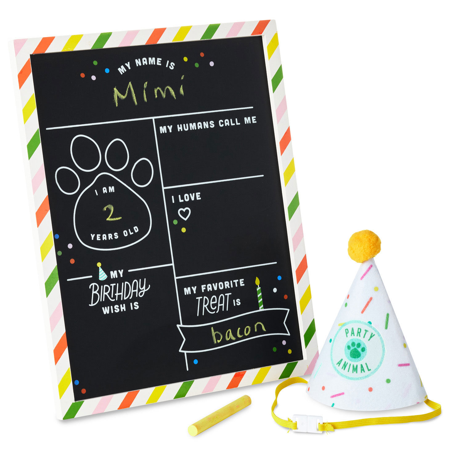 Pet Birthday Bundle With Chalkboard and Party Hat front wiht chalk image number 3
