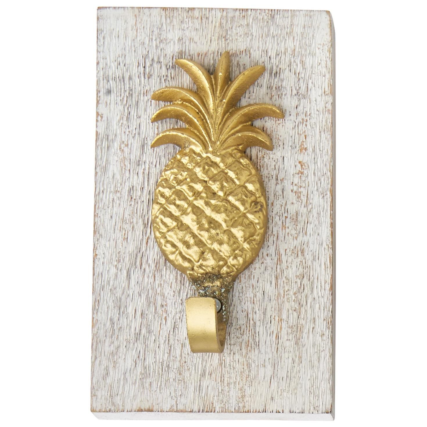 Mud Pie White Wood Wall Plaque With Pineapple Hook 7 5x4 25 Mud Pie White Wood Wall Plaque With Pineapple Hook 7 5x4 25 Decorative Accessories Hallmark