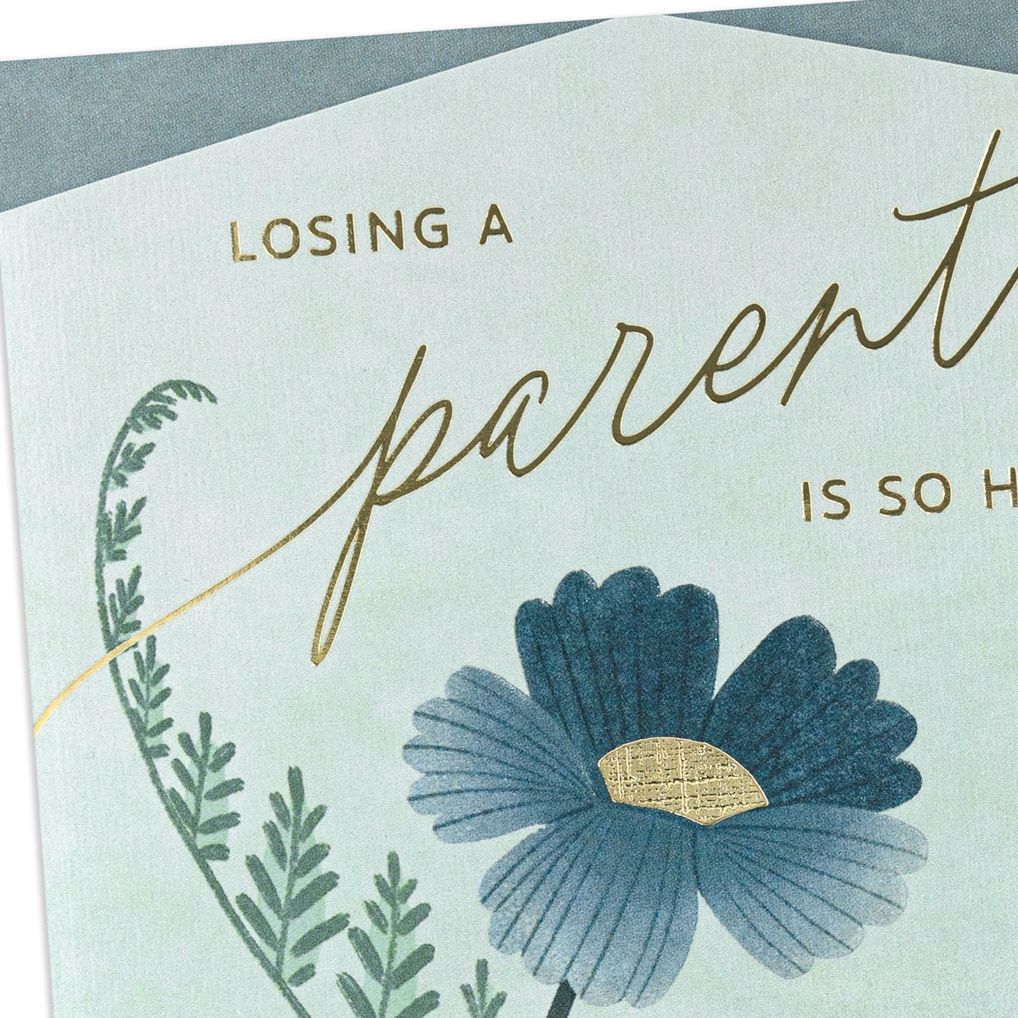 Blue Flower on Teal Parent Sympathy Card Card Front Detail image number 4