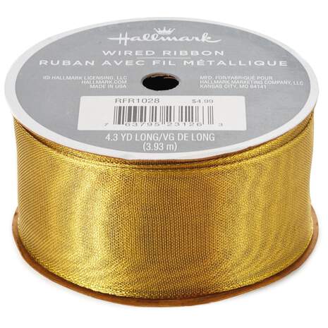 Gold Fabric 1.5" Wired Ribbon, 4 yds., , large