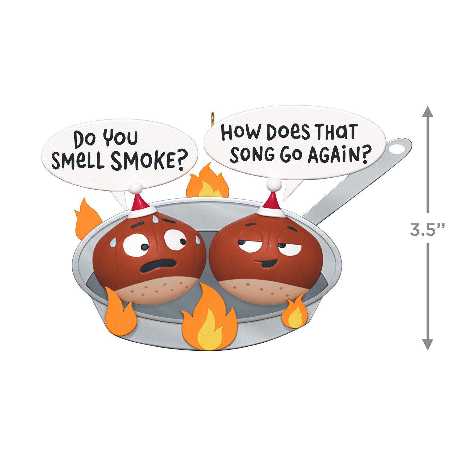 Chestnuts Roasting in Pan Keepsake Ornament measurement image number 3