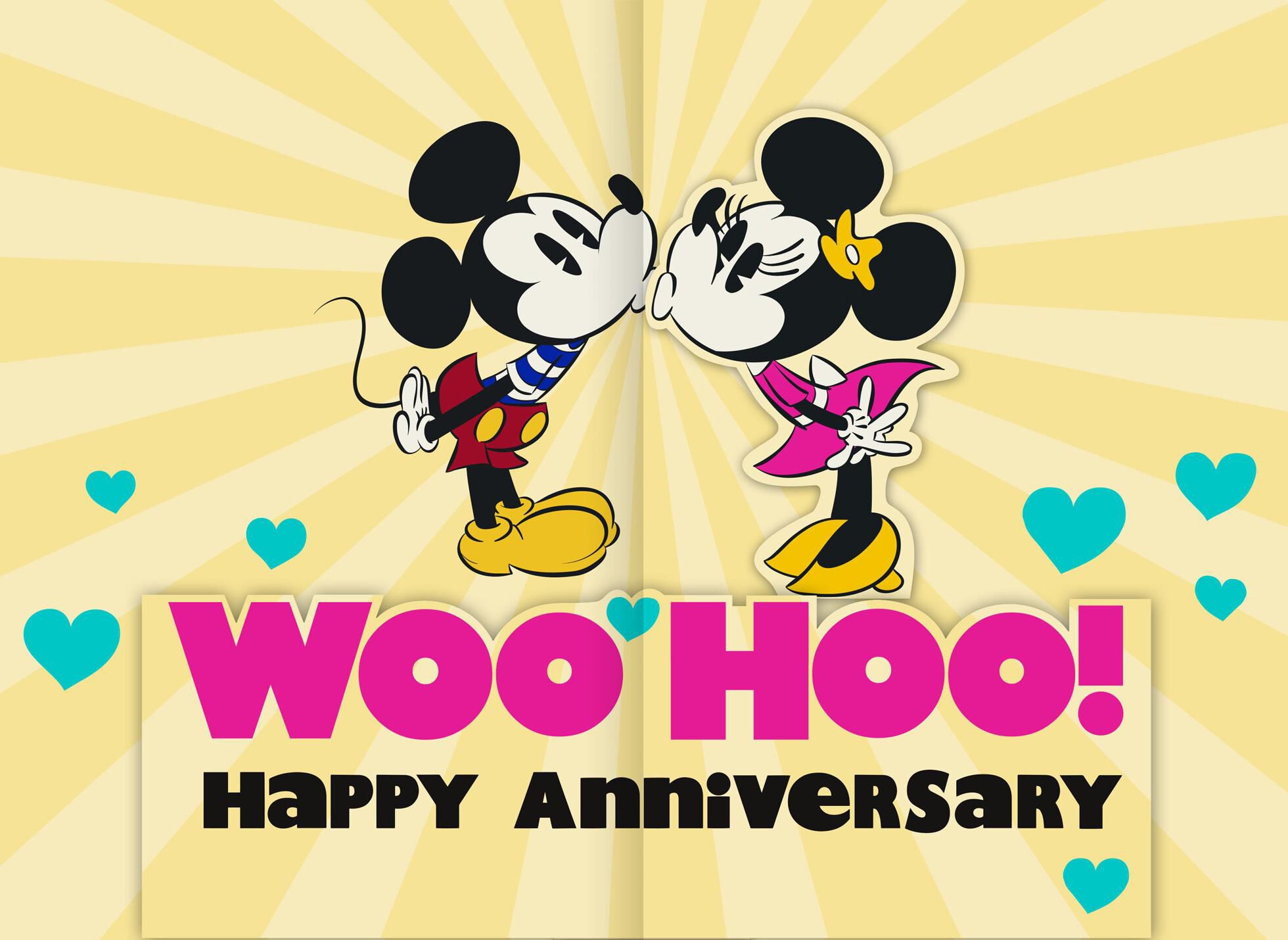 Mickey and Minnie Woo Hoo Anniversary Card