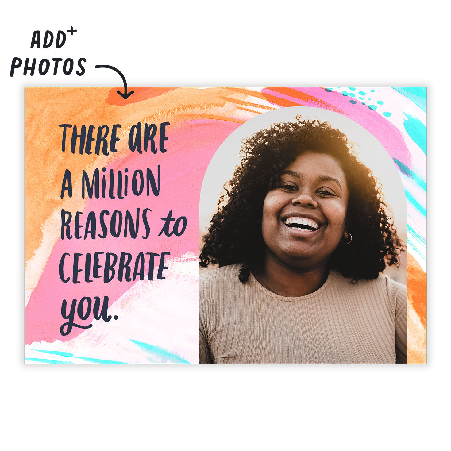 Personalized Painted Brush Strokes Birthday Photo Card  image number 2