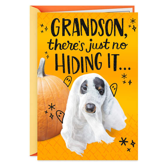 Dachshund Ghost Halloween Card for Grandson, , large image number 1