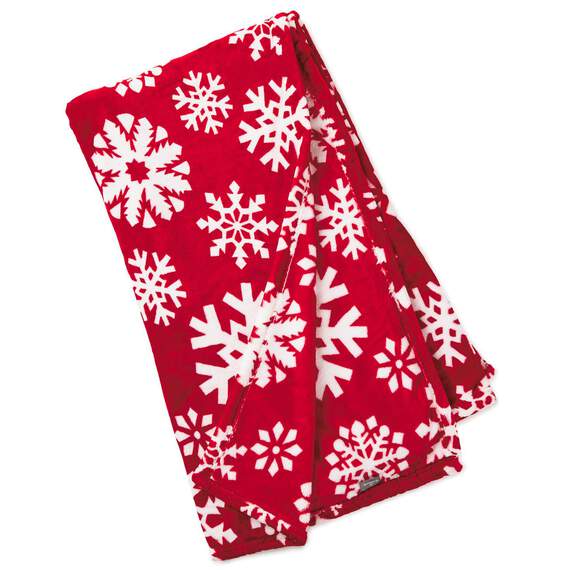 Red and White Snowflake Throw Blanket, 50x60, , large image number 2