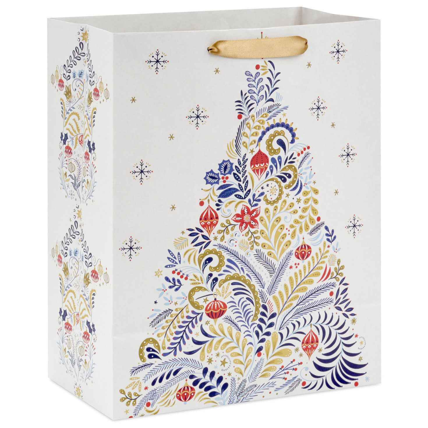 13" Floral Evergreen on White Large Christmas Gift Bag for only USD 4.49 | Hallmark