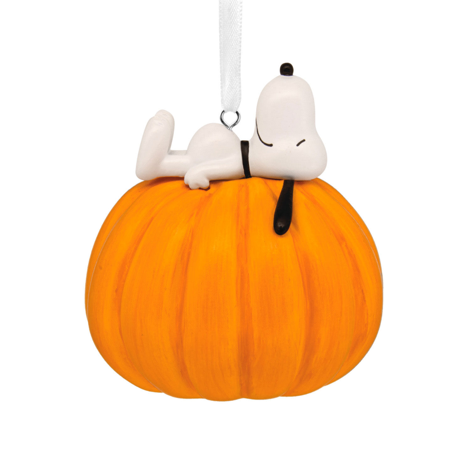 Snoopy on Jack-o'-Lantern Halloween Ornament Back image number 4