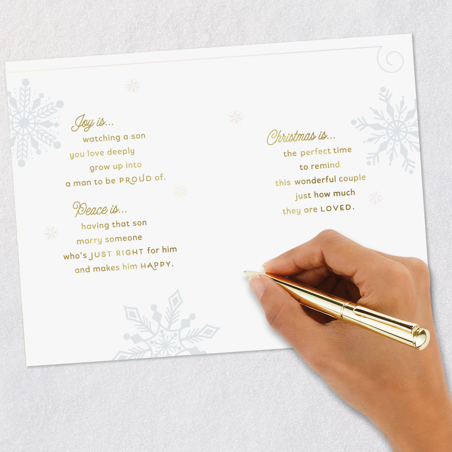 Joy, Peace and Love Christmas Card for Son and Daughter-in-Law, , large image number 7