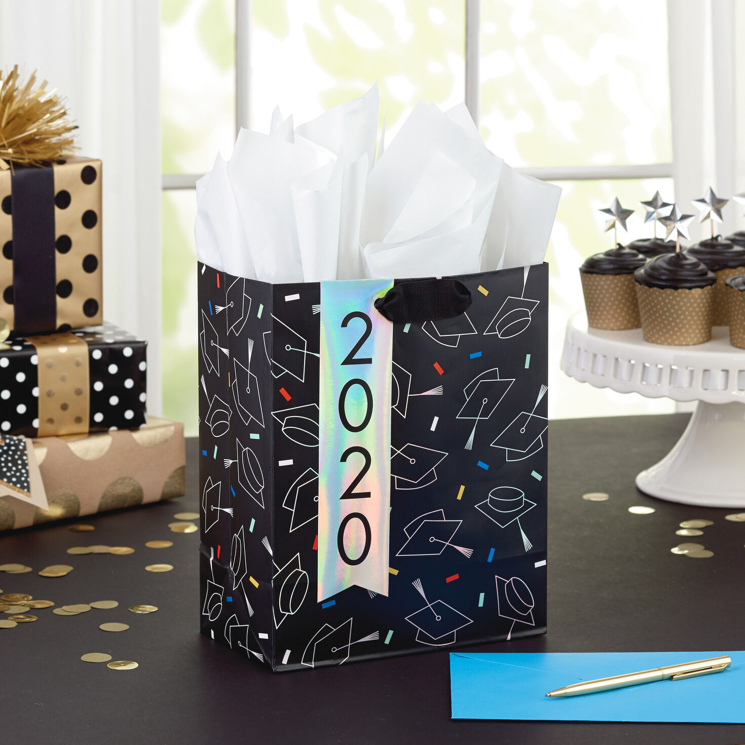 Printed Paper Gift Present Bag SUMMER ROMANCE Elegant Pink Brown Dots Large D