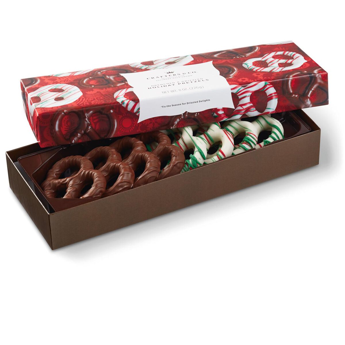 ChocolateDipped Pretzels in PreWrapped Gift Box, 8 oz. Candy