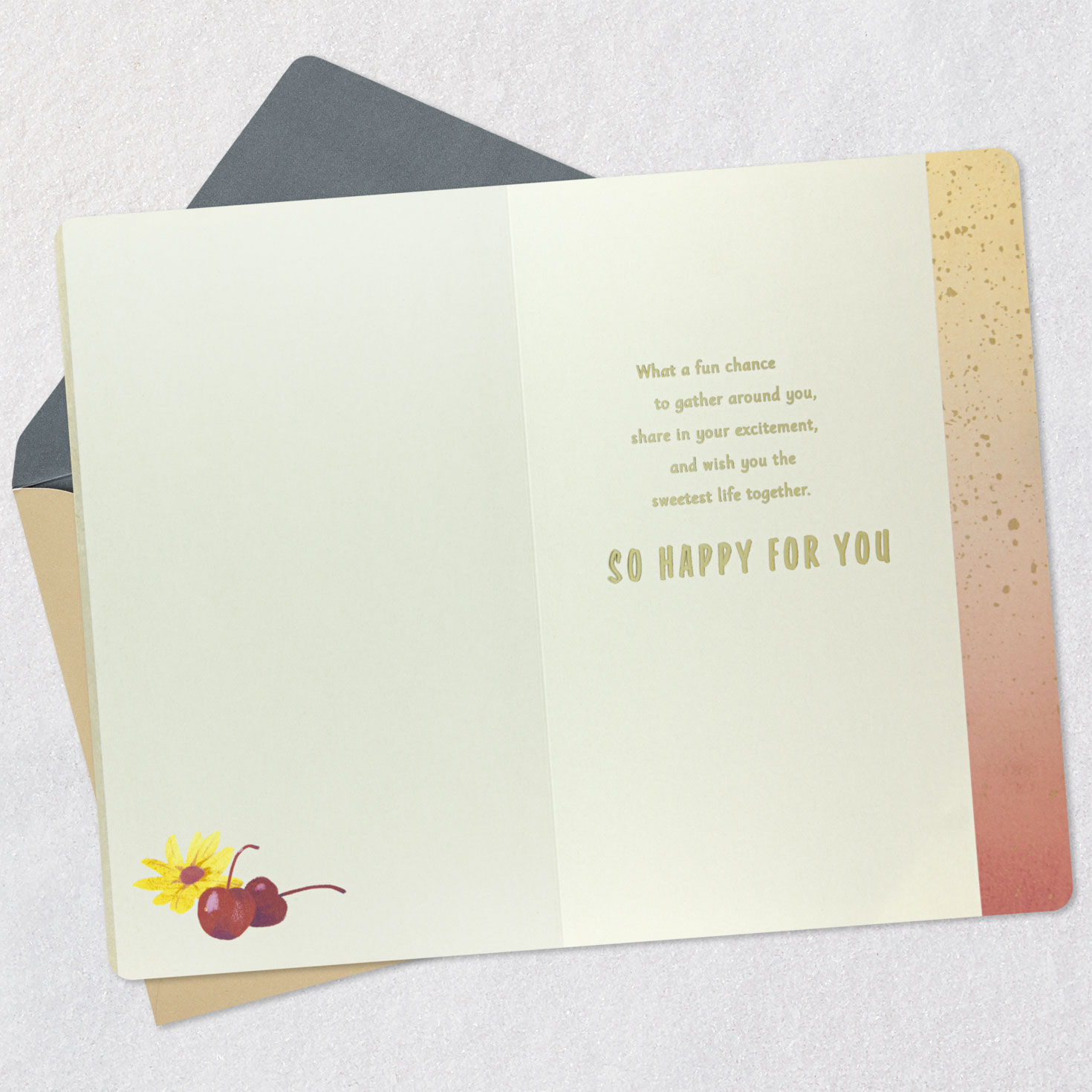 Cocktail Glasses Cheers Bridal Shower Card Open card with envelope image number 3