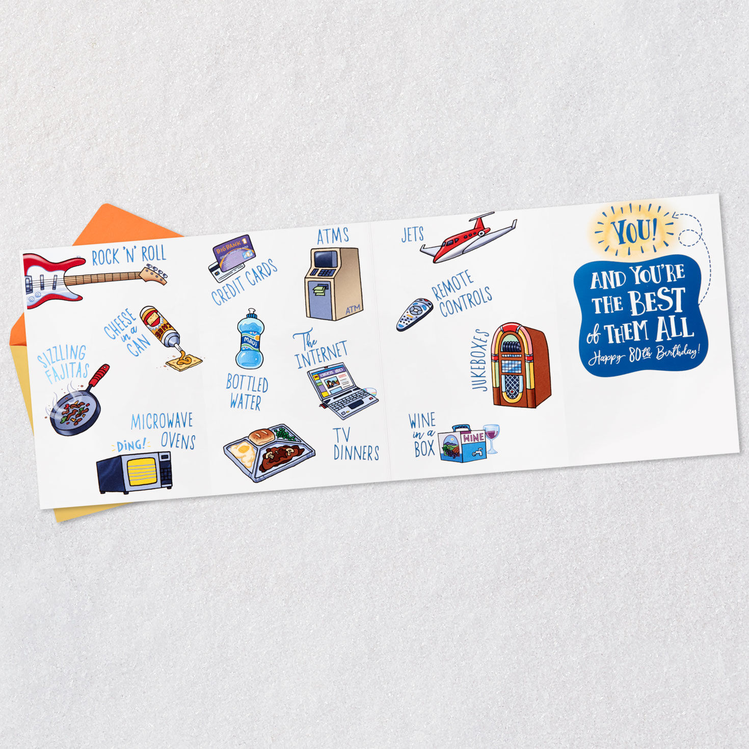 Inventions Funny 80th Birthday Card Open card with envelope image number 6