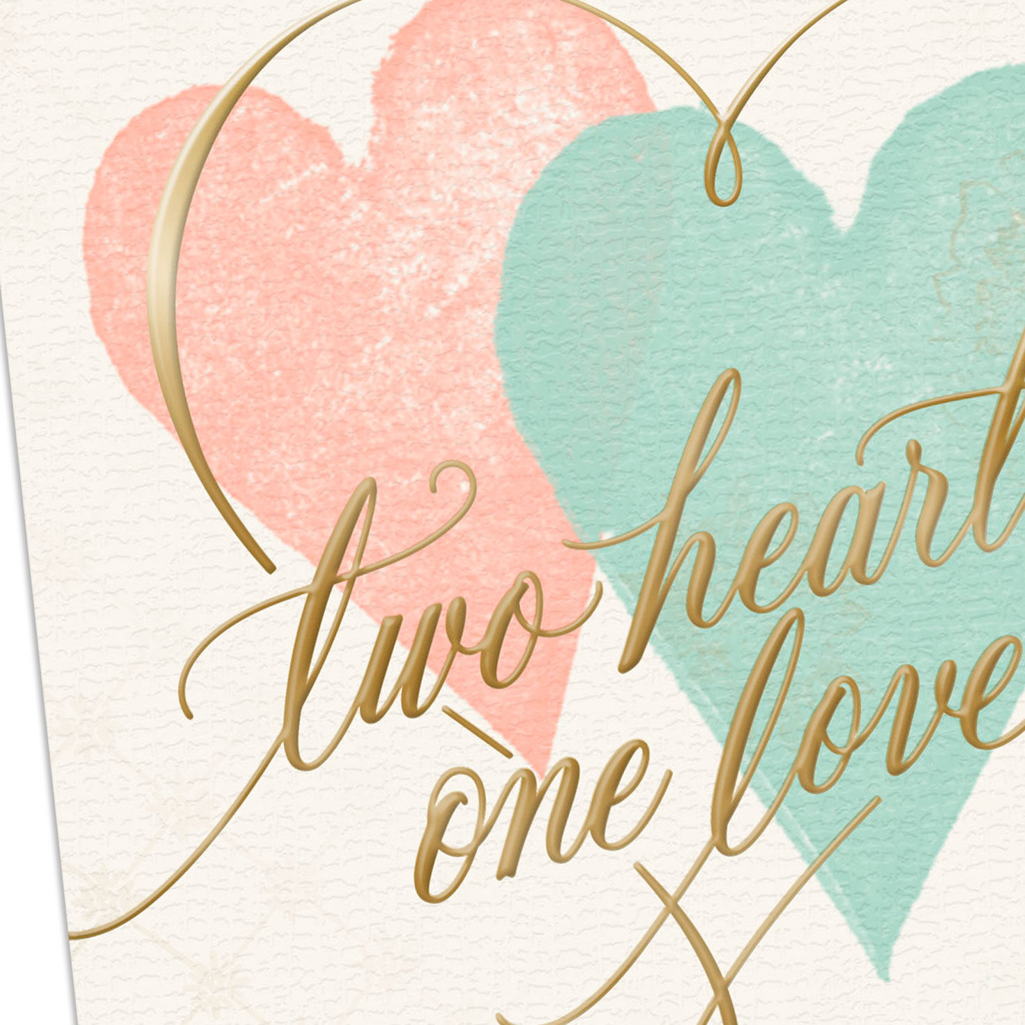 Pink, Blue and Gold Hearts Religious Wedding Card Card Front Detail image number 4