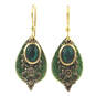 Green Stone and Filigree Layered Metal Drop Earrings, , large image number 1