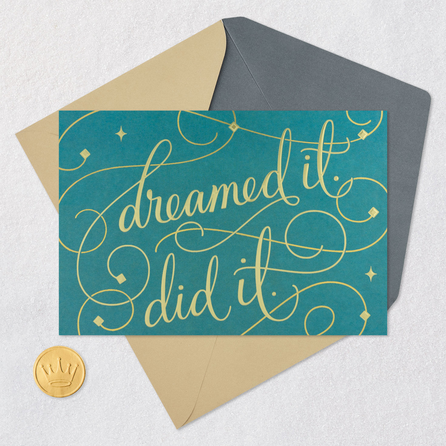 Gold Script, Stars and Swirls Congratulations Card  image number 5