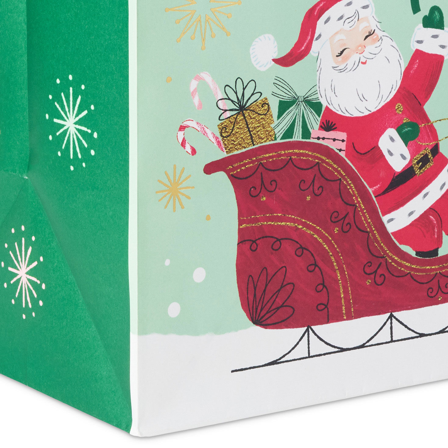 Santa and Reindeer Extra-Deep Christmas Gift Bag Base/Side Detail image number 5