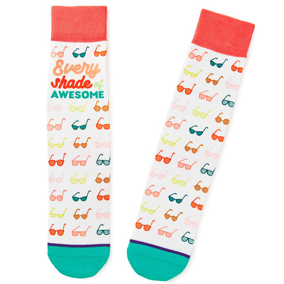 Shades of Awesome Sunglasses Fun Crew Socks, , large image number 1