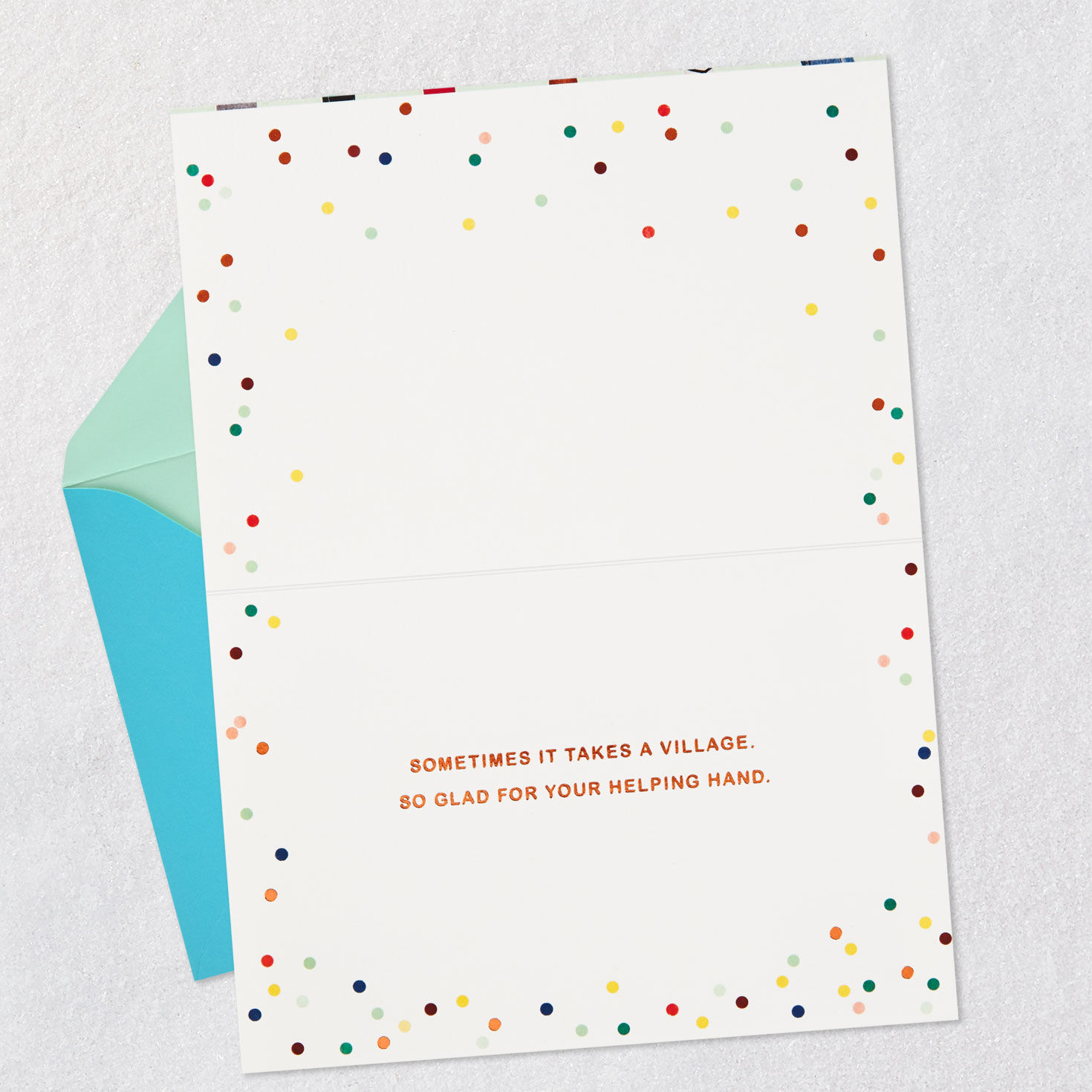 Hands Holding Balloons Thank You Card Open card with envelope image number 3