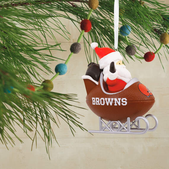 NFL Cleveland Browns Santa Football Sled Hallmark Ornament, , large image number 2