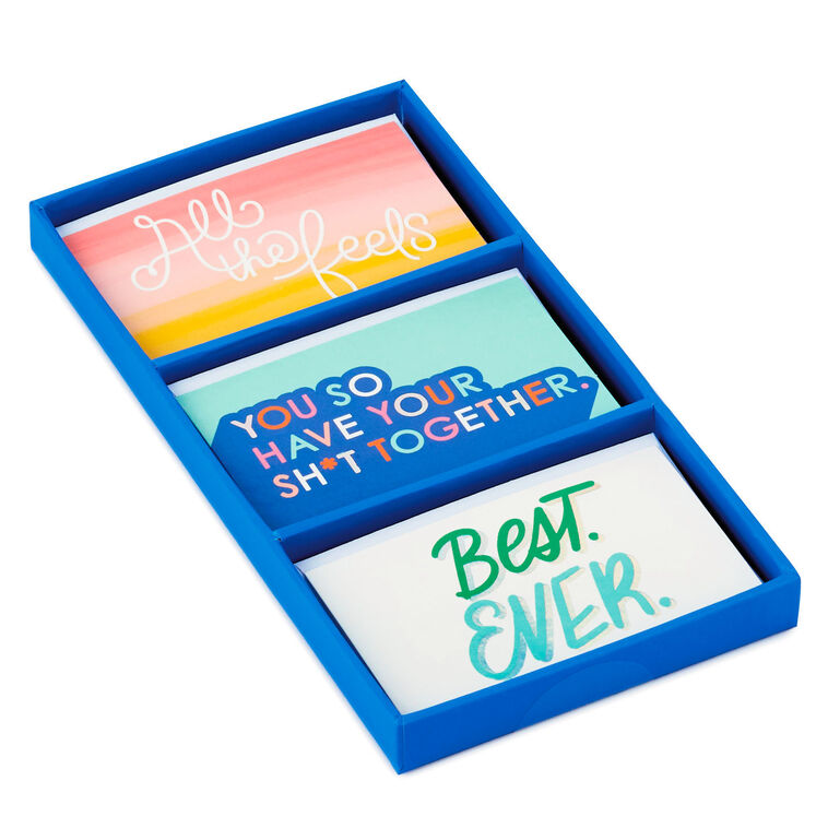 Hallmark Box Note Cards Fun and Hip Assorted Mini Boxed Blank Note Cards Multipack, Pack of 18 ...