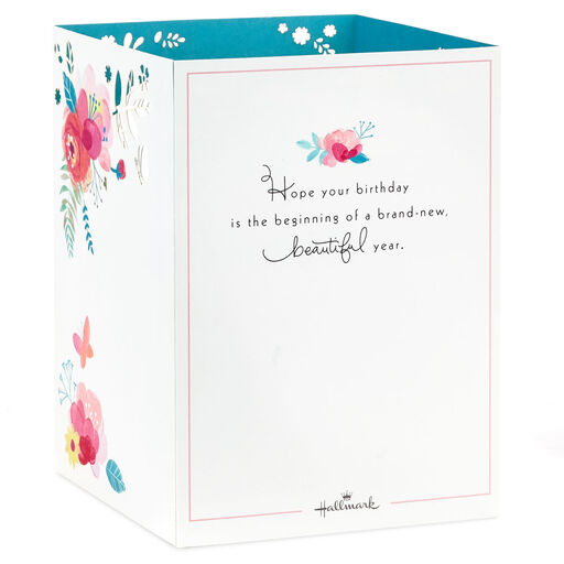 Beautiful Year Butterfly on Flowers 3D Pop-Up Birthday Card, 